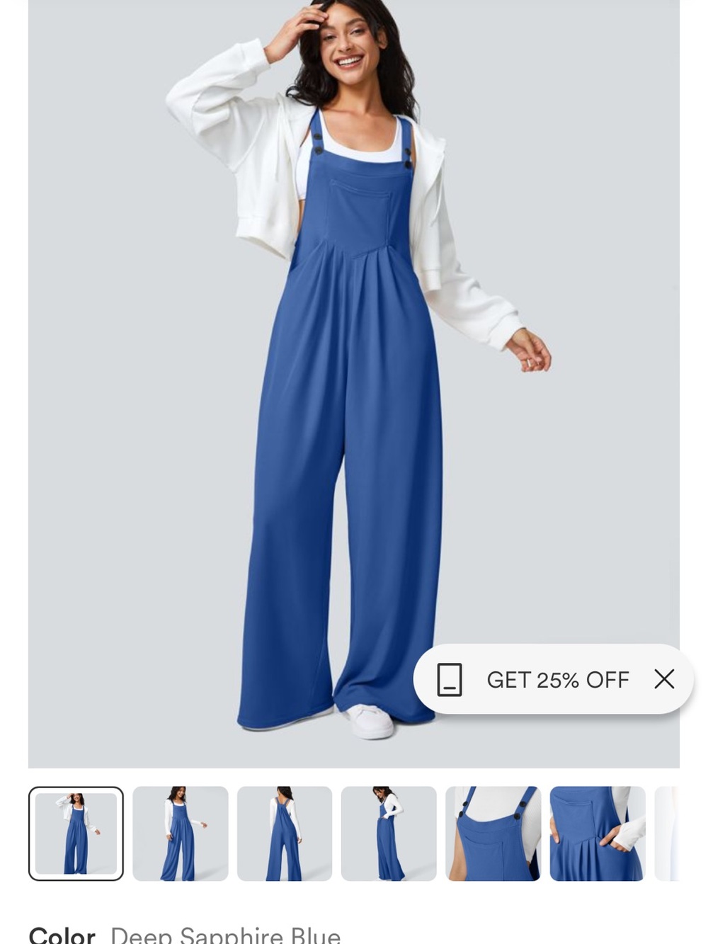 HALARA Deep Sapphire Blue Wide-Leg Overalls Jumpsuit
